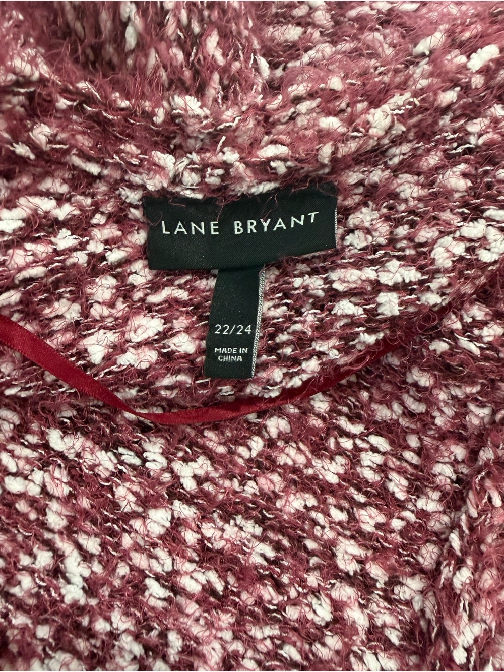 Lane Bryant Marbled Open-Front Cardigan Wine & White Size 22/24 Layering - Picture 6 of 10
